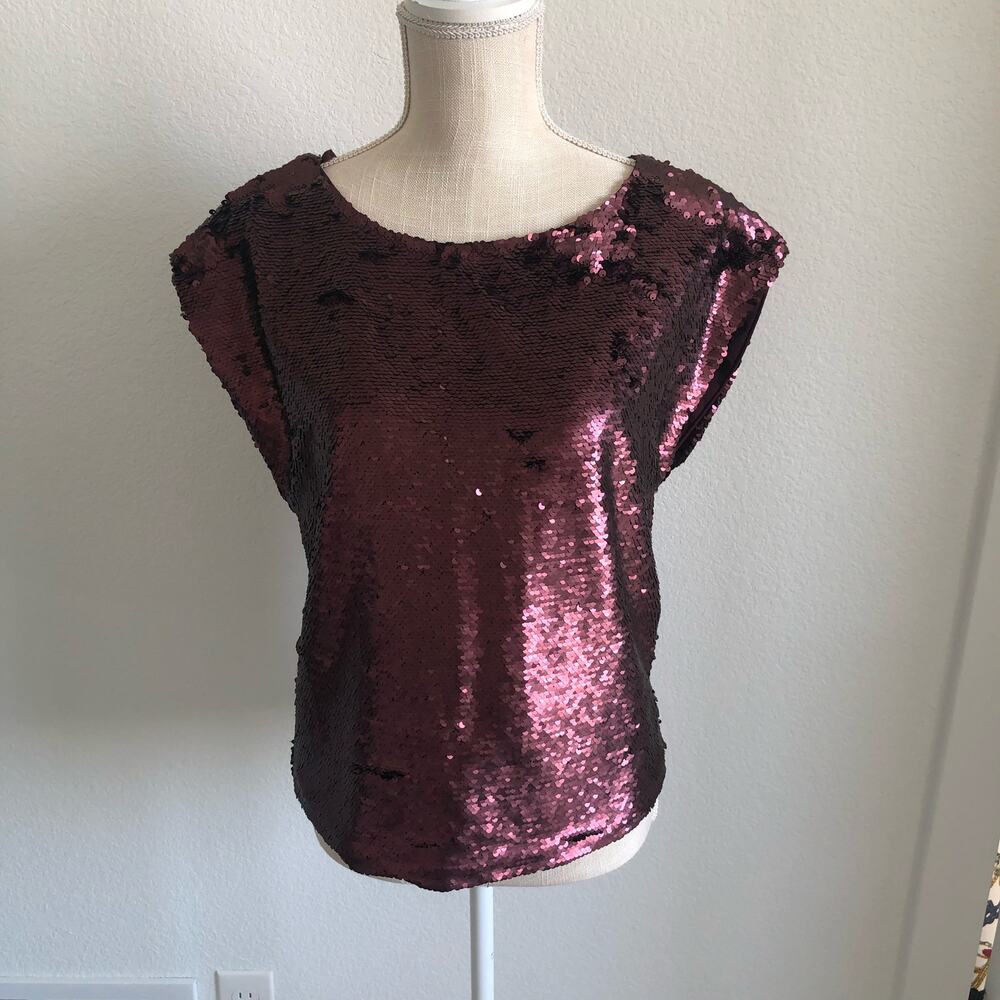 Monoprix Femme Violet Sequin Top - Size 0